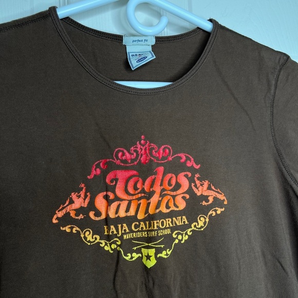 Todos Santos old navy vintage short sleeve shirt brown 2004 size medium Peru - Picture 3 of 5